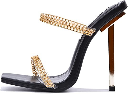 Cape Robbin Enya Transparent Stiletto Women's Slip-On Sexy Shoes with Square Toe, Transparent
